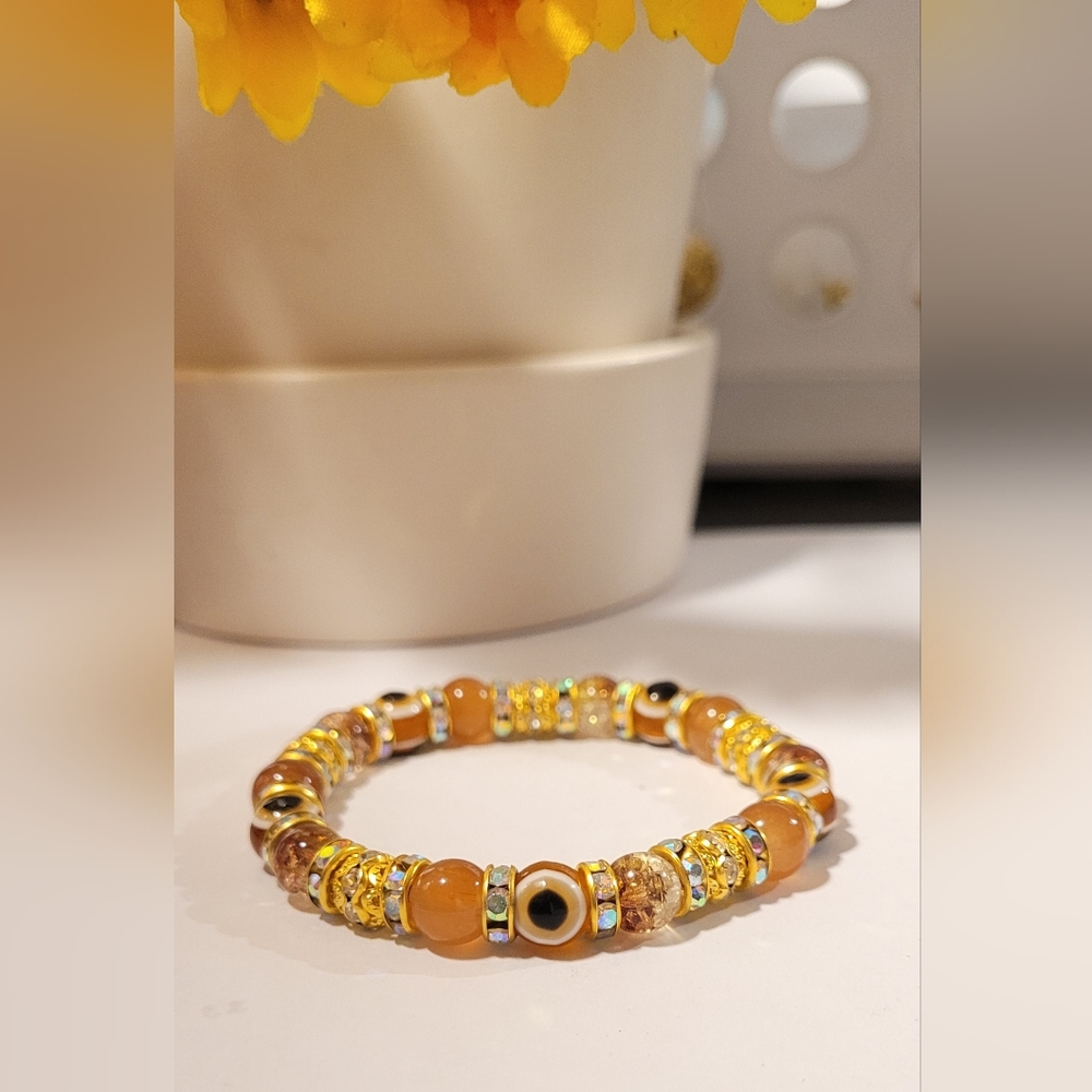 Brown Evil Eye Beaded Protection Mal De Ojo Luck Fashion Bracelet